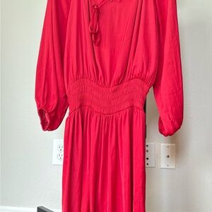 Elegant Red Long-Sleeve Dress